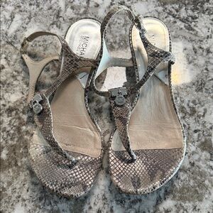 Michael Kors Snakeskin Sandals - Cream and Gray
